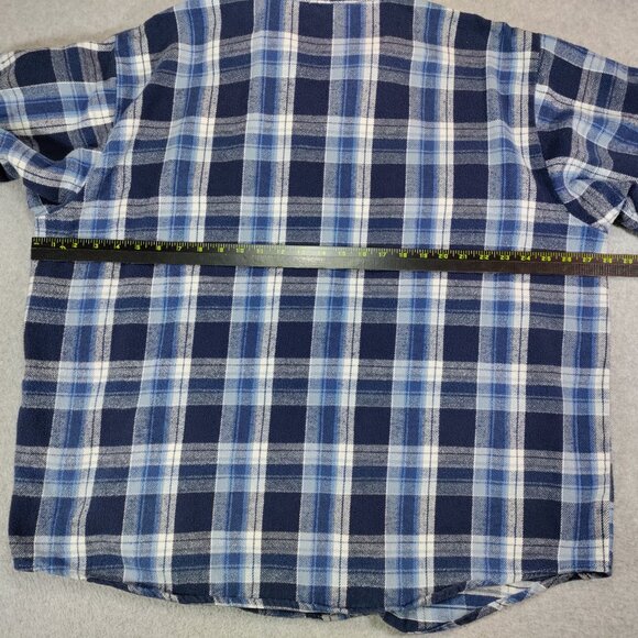 OshKosh B'Gosh Flannel Shirt Mens 2XLB Blue Plaid Heavyweight Cotton *Flaws* - Picture 12 of 13
